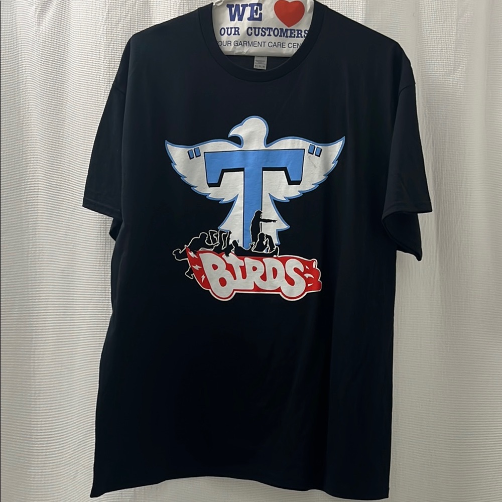 Black T-Shirt with Bird Graphic